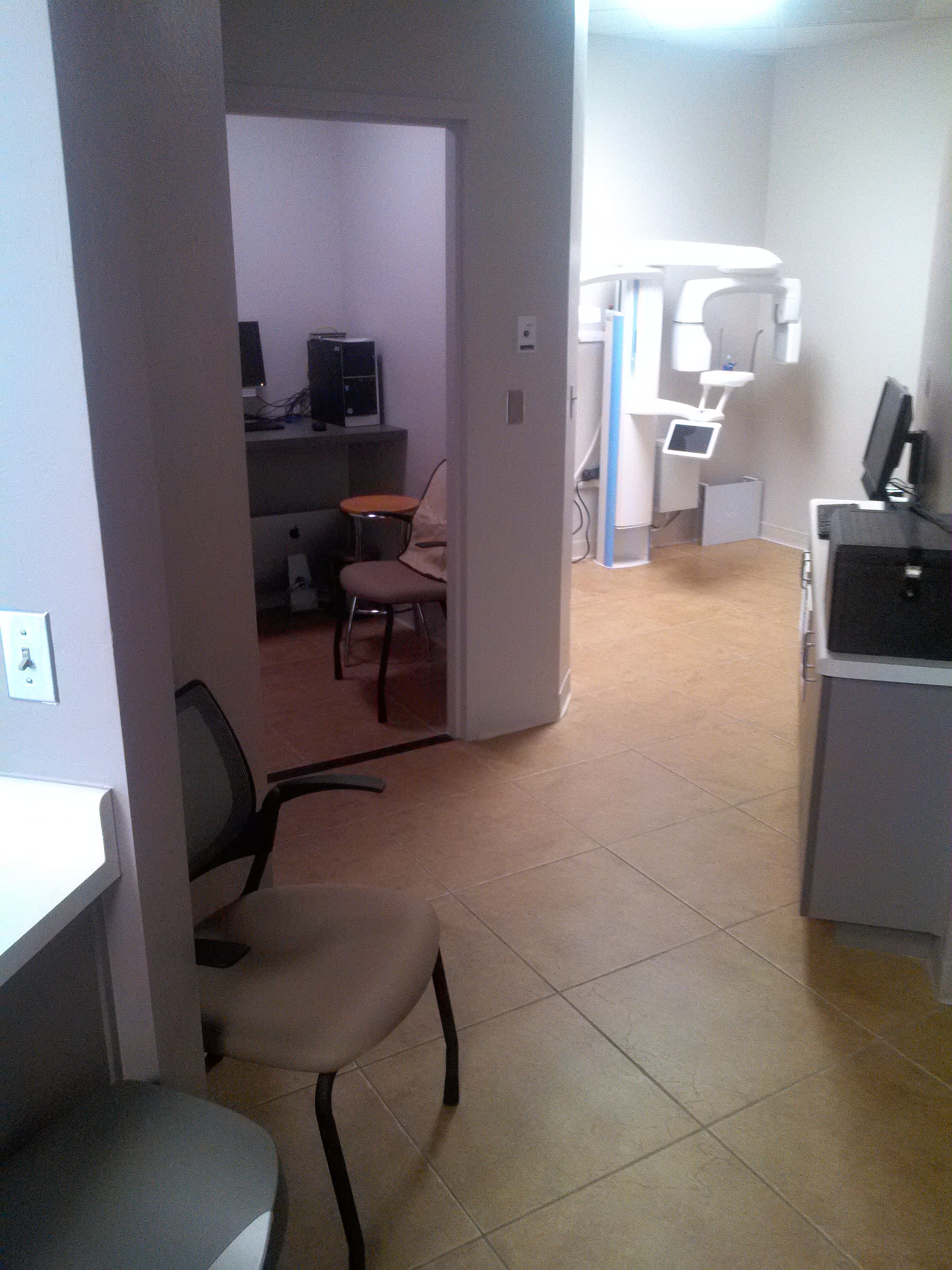 Office view of new flooring and custom commercial cabinets in North Phoenix